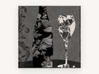 Damask Bottle and Glass, kitchen canvas wall art print, front view