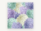 Hydrangea Patchwork Pastels, floral canvas wall art print, front view