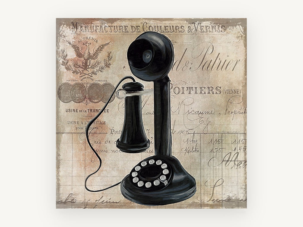Candlestick Telephone Letterhead, vintage canvas wall art print, front view