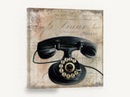 Rotary Telephone Ledger, vintage black rotary telephone, stretched canvas wall art print ready to hang