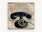 Rotary Telephone Ledger, vintage canvas wall art print, front view