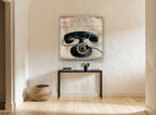 Rotary Telephone Ledger vintage canvas print on the wall of a hallway