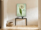 Allium Script Study floral canvas print on the wall of a hallway