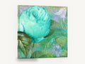 Aqua Rose Scrollwork, aqua rose textured floral digital art, floral canvas wall art print ready to hang