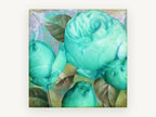 Aqua Rose Bloom, floral canvas wall art print, front view