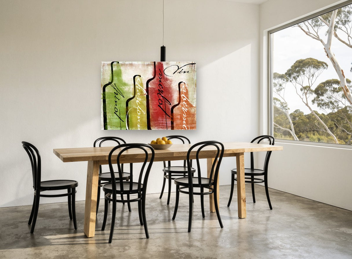 Four Grape Varieties kitchen canvas print on the wall of a dining room