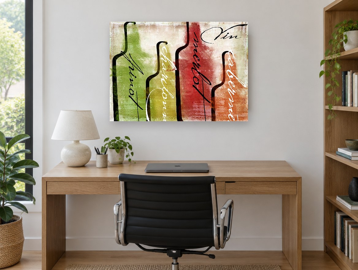 Four Grape Varieties kitchen canvas print on the wall of a study