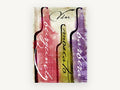 Three Bottle Vin Script, kitchen canvas wall art print, front view