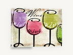 Four Glasses Tasting, colourful wine glasses script kitchen, kitchen canvas wall art print ready to hang
