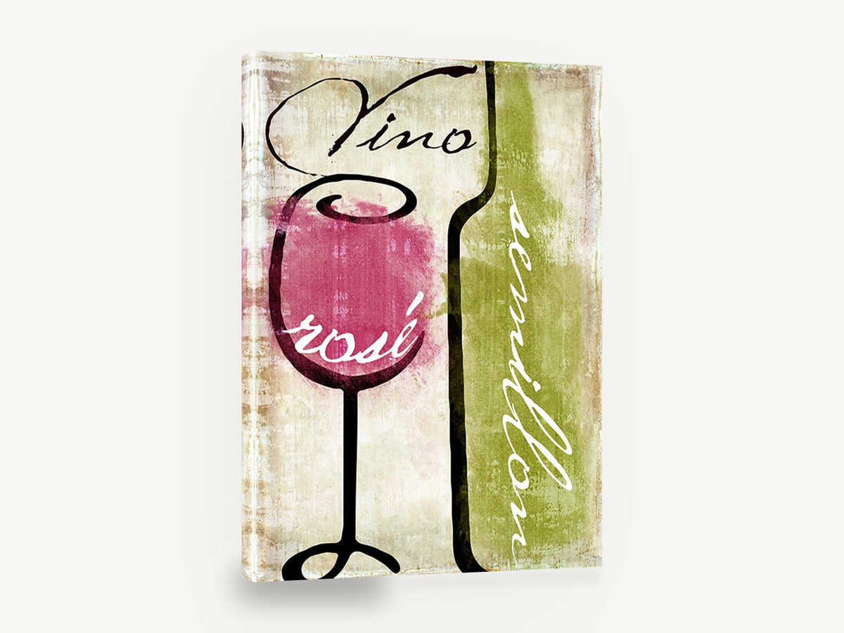 Rosé and Sémillon, wine glass bottle typography kitchen, kitchen canvas wall art print ready to hang