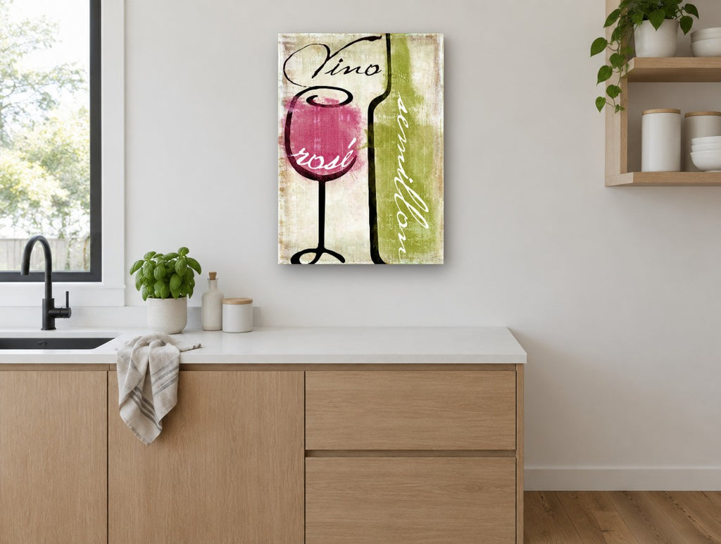Rosé and Sémillon kitchen canvas print on the wall of a kitchen