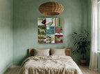 Winter Farm Patchwork landscape canvas print on the wall of a bedroom