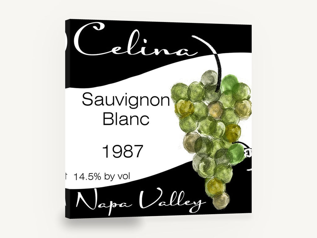 Celina Sauvignon Blanc, sauvignon blanc wine label grapes, kitchen canvas wall art print ready to hang