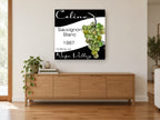 Celina Sauvignon Blanc kitchen canvas print on the wall of a living room above a sideboard