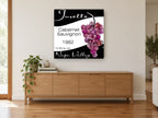 Napa Cabernet Label kitchen canvas print on the wall of a living room above a sideboard