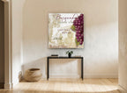 Burgundy Grand Vin kitchen canvas print on the wall of a hallway