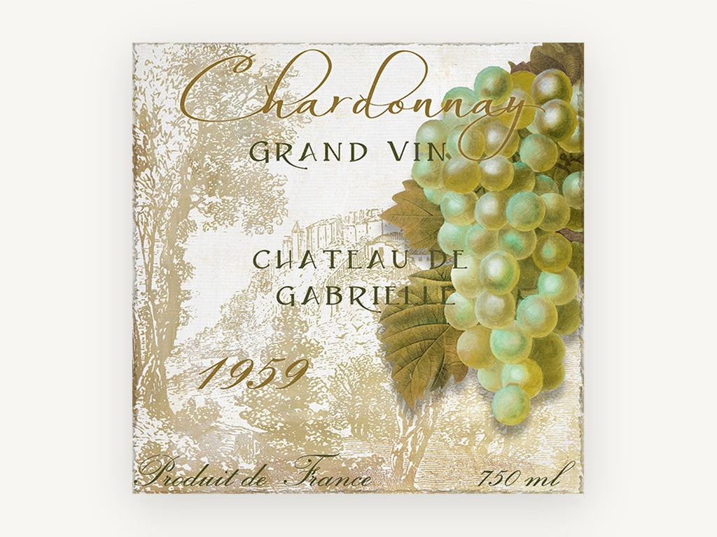Chardonnay Grand Vin, kitchen canvas wall art print, front view