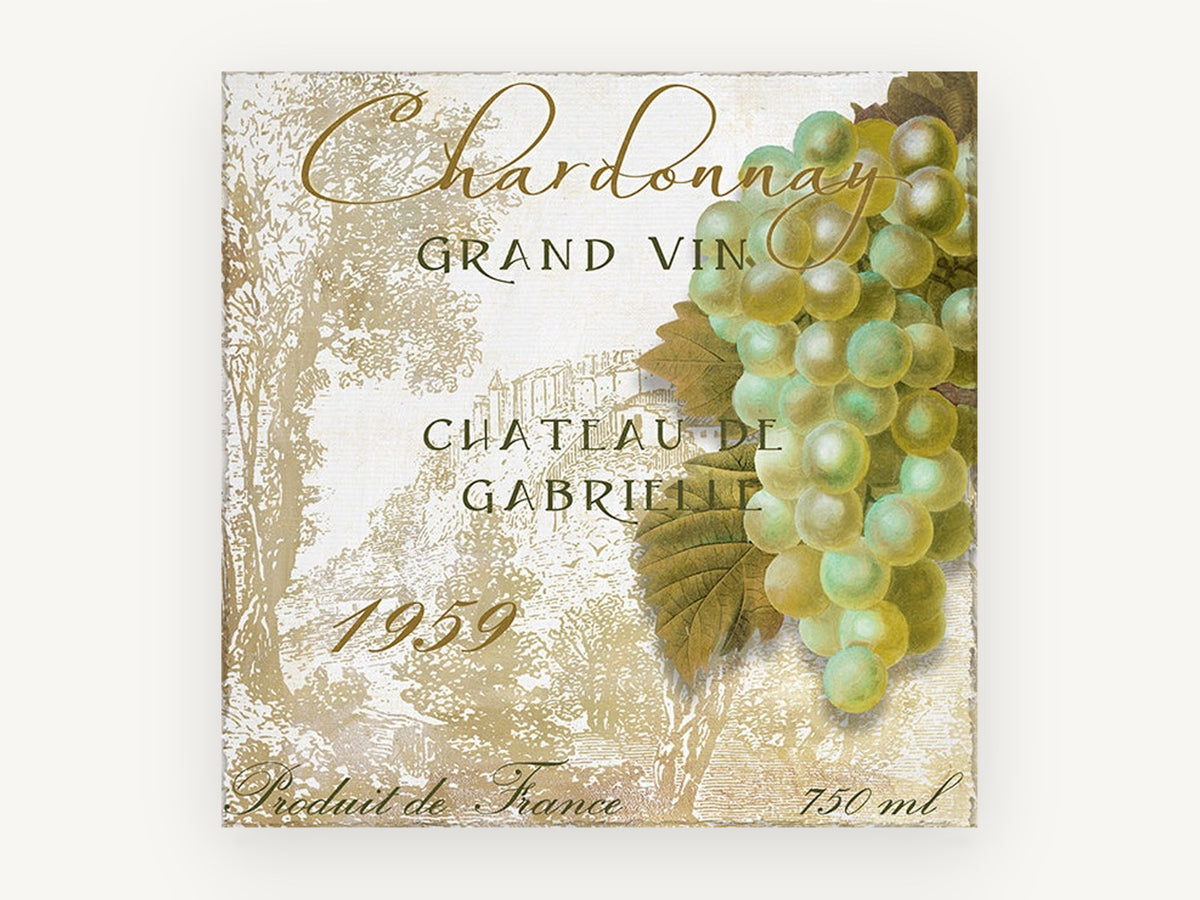 Chardonnay Grand Vin, kitchen canvas wall art print, front view