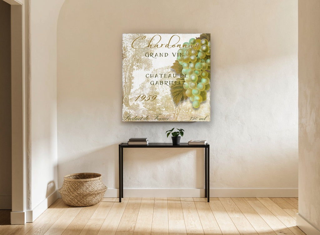 Chardonnay Grand Vin kitchen canvas print on the wall of a hallway