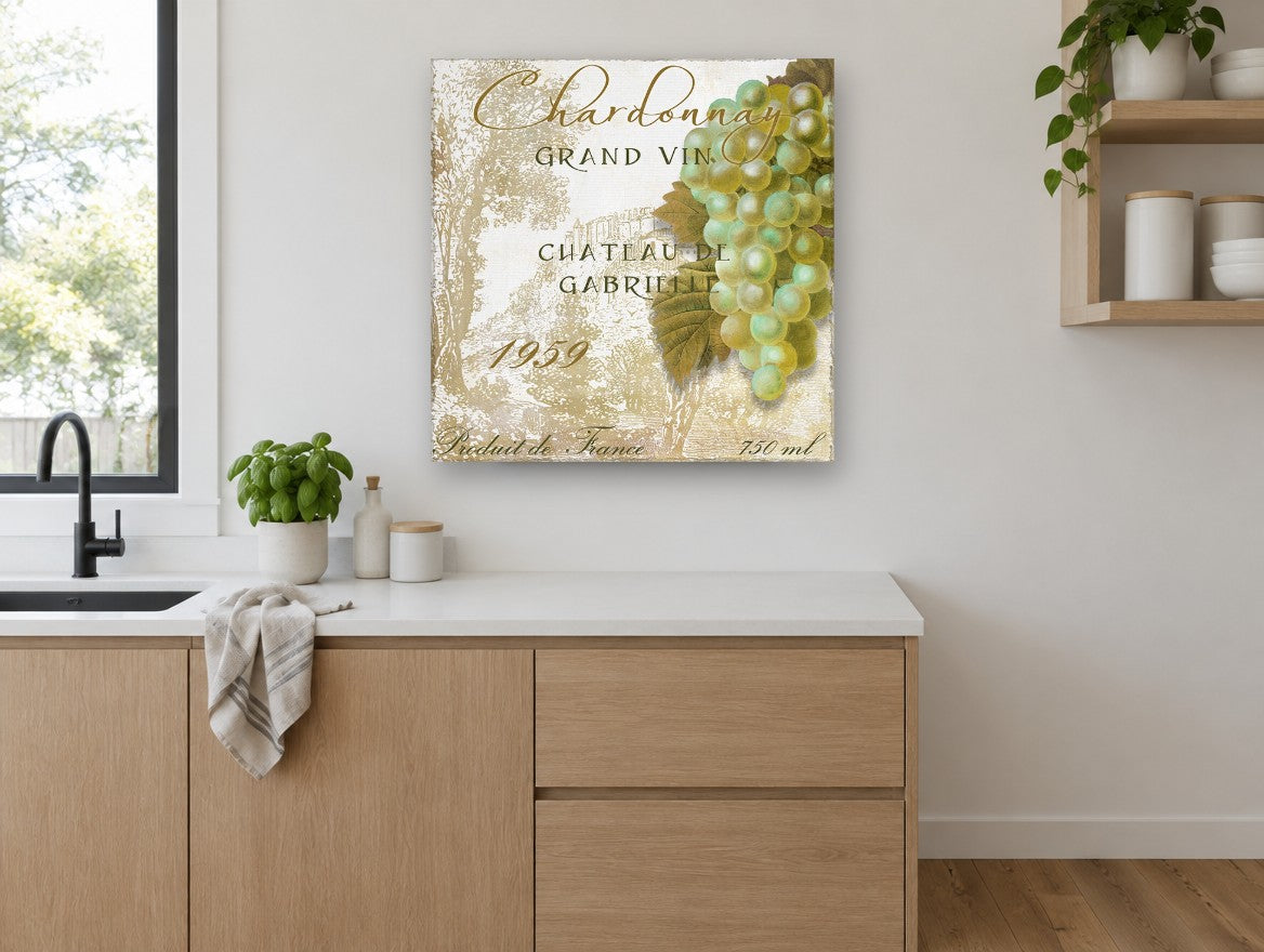 Chardonnay Grand Vin kitchen canvas print on the wall of a kitchen