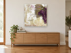 Merlot Grand Vin kitchen canvas print on the wall of a living room above a sideboard