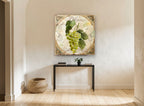 Blanc Grape Cluster kitchen canvas print on the wall of a hallway
