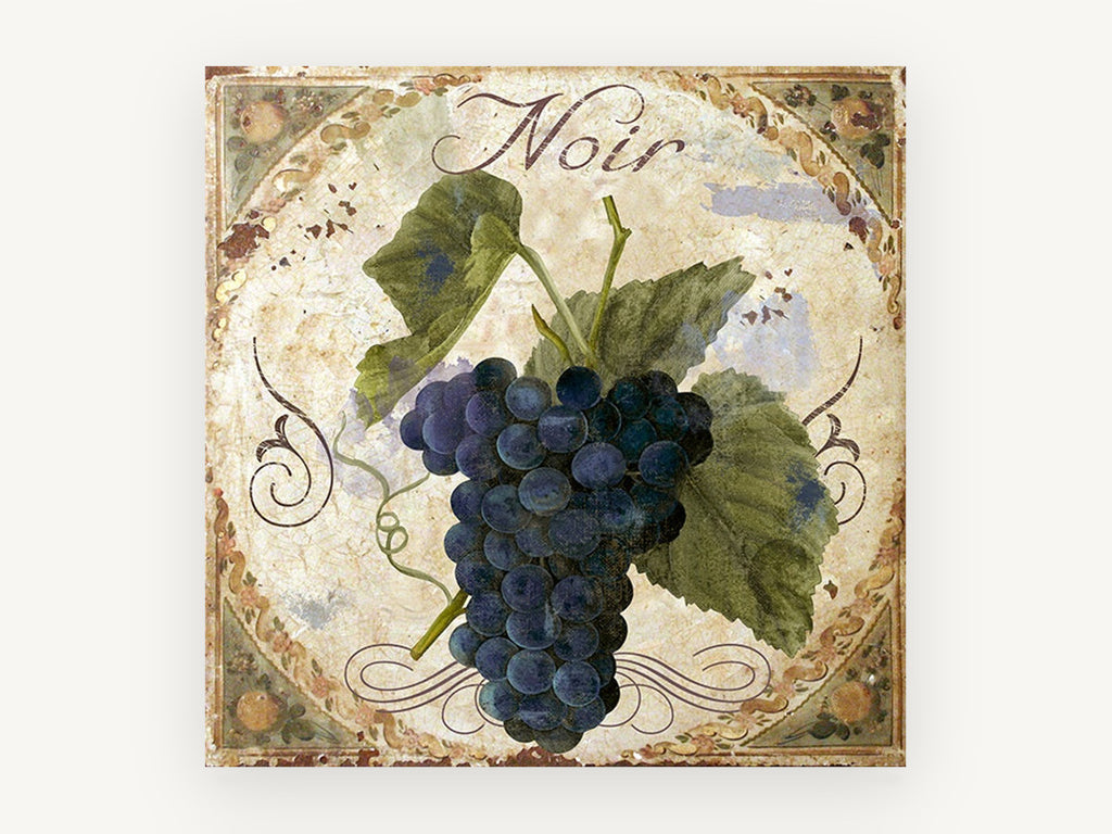 Noir Grape Cluster, kitchen canvas wall art print, front view