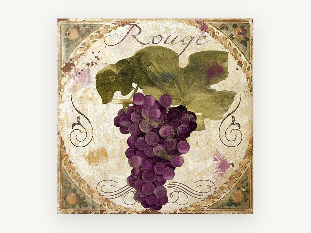 Rouge Grape Cluster, kitchen canvas wall art print, front view