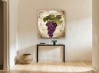 Rouge Grape Cluster kitchen canvas print on the wall of a hallway