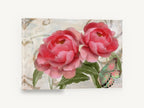Pink Peonies and Butterfly, pink peonies butterfly vintage floral, floral canvas wall art print ready to hang