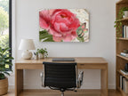 Rose Peony and Butterfly floral canvas print on the wall of a study