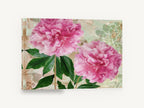 Twin Pink Peonies, pink peonies floral botanical painting, floral canvas wall art print ready to hang