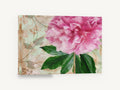 Pink Peony Sonata, pink peony floral botanical, floral canvas wall art print ready to hang