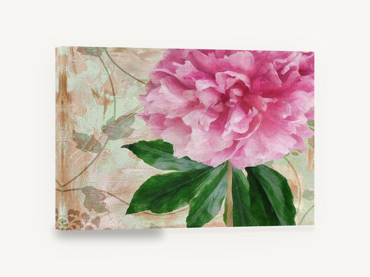 Pink Peony Sonata, pink peony floral botanical, floral canvas wall art print ready to hang
