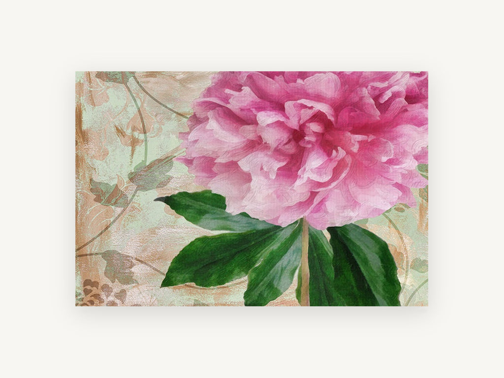 Pink Peony Sonata, floral canvas wall art print, front view