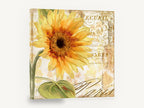 Sunflower Paris Script, yellow sunflower vintage french script, floral canvas wall art print ready to hang