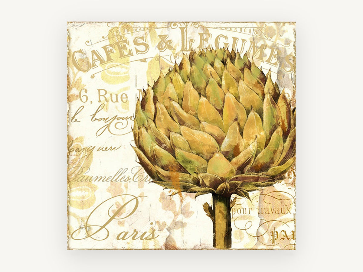 Golden Artichoke Paris, kitchen canvas wall art print, front view