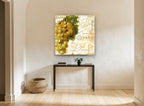 Golden Grapes Paris Script kitchen canvas print on the wall of a hallway
