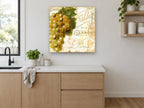Golden Grapes Paris Script kitchen canvas print on the wall of a kitchen