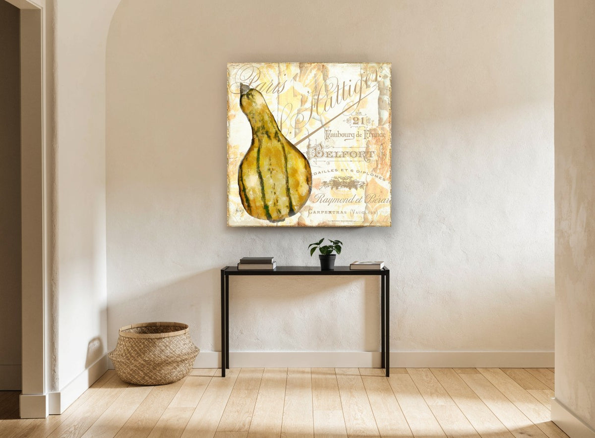 Striped Gourd Paris kitchen canvas print on the wall of a hallway
