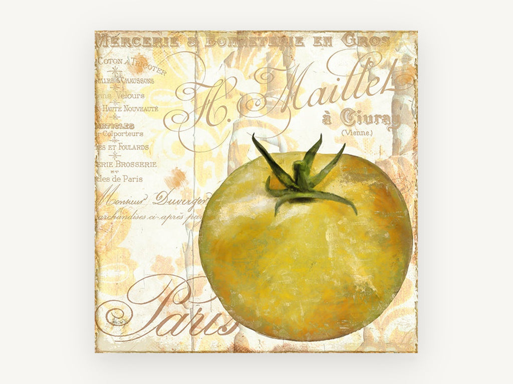 Golden Tomato Paris, kitchen canvas wall art print, front view