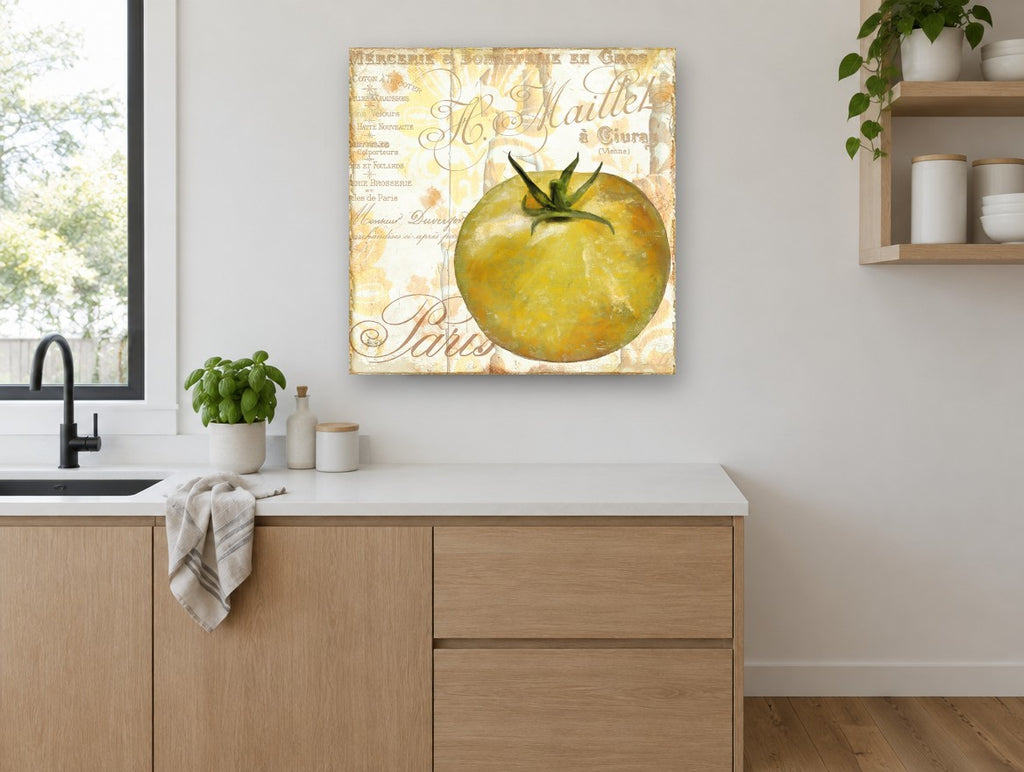 Golden Tomato Paris kitchen canvas print on the wall of a kitchen