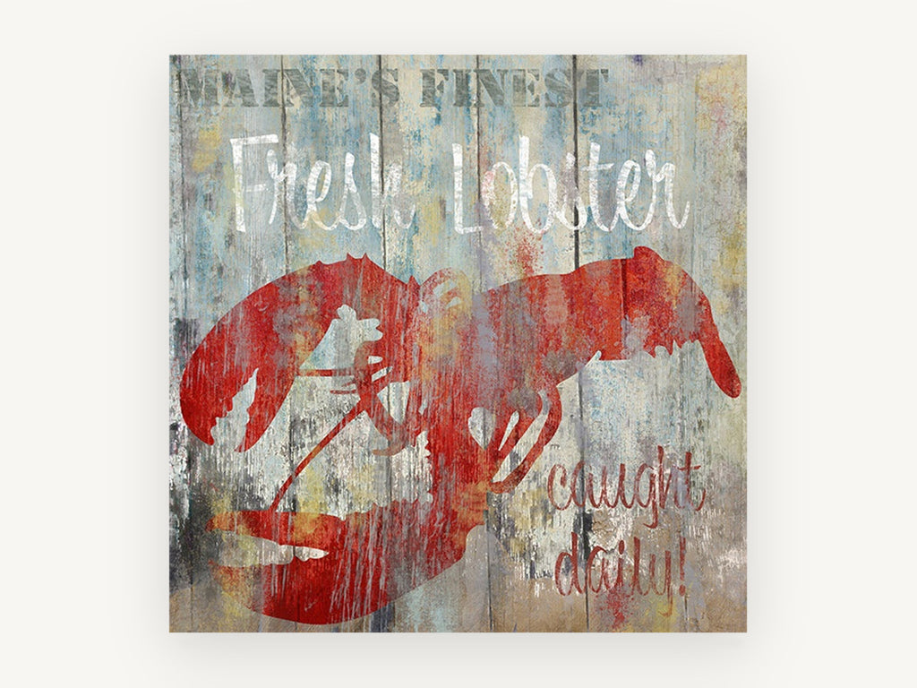 Maine Lobster Shack Sign, coastal canvas wall art print, front view