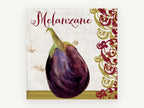 Melanzane Aubergine Script, kitchen canvas wall art print, front view