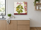 Basilico Herb Scroll kitchen canvas print on the wall of a kitchen