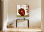 Red Pepe Capsicum kitchen canvas print on the wall of a hallway