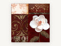 White Magnolia on Burgundy, floral canvas wall art print, front view