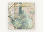 Blue Kettle Bouilloire, kitchen canvas wall art print, front view