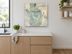 Blue Swirl Cafetière kitchen canvas print on the wall of a kitchen