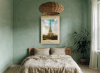 Paris Postcard Tower city canvas print on the wall of a bedroom